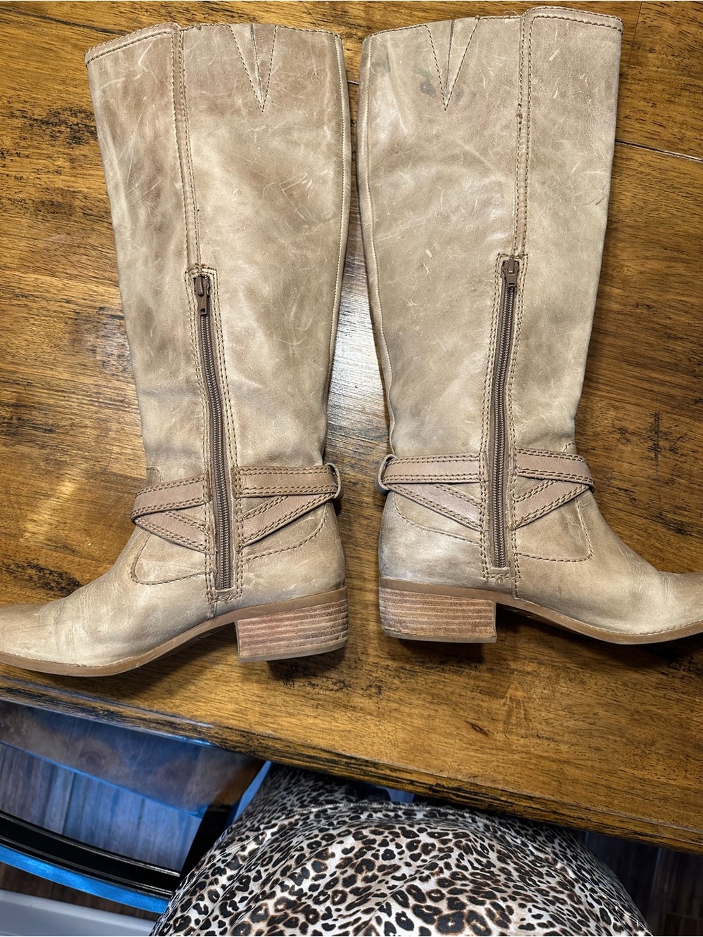 Tall Taupe Gianni Bini Leather Riding Boots - Picture 8 of 12